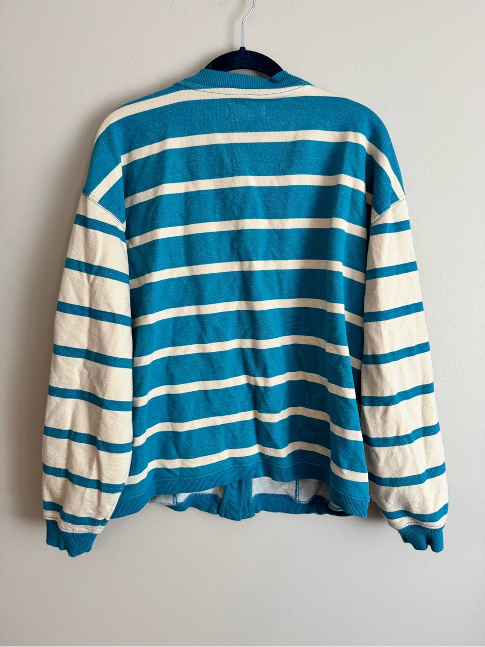 Free people xs classic striped cardigan sweatshirt button down oversized - Picture 7 of 13